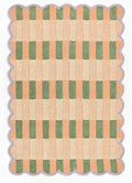 Handmade Scalloped Wool Area Rug - Modern Geometric Pattern, Green-Beige Stripes, Checkered Chevron Design - Soft, Durable Thick Carpet for Living Room, Bedroom (Beige, 4' x 6')