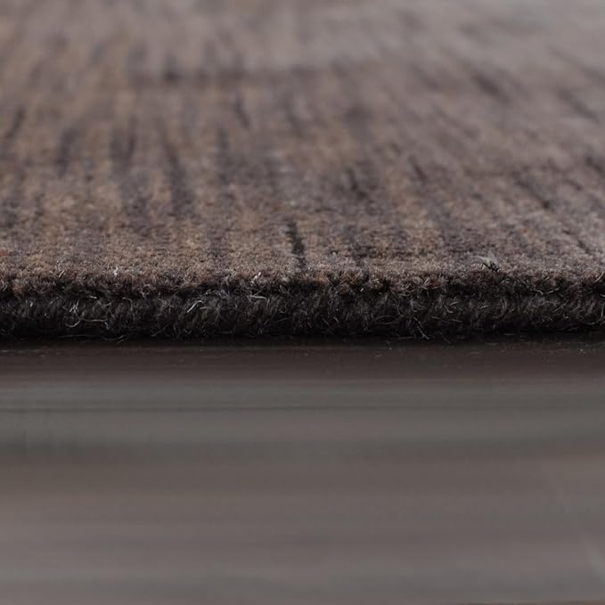 Hand Knotted Loom Wool ECO-Friendly Area Rugs - 10'x10', Octagon, Brown Color, Solid Plain Design, High Pile Handmade Anti Skid Area Rugs for Living Room, Bed Room (L00111)