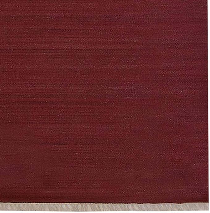 Rugsotic Carpets Hand Woven Flat Weave Kilim Wool ECO-Friendly Area Rugs - 2'6''x6', Runner Shape, Dark Red Color, Solid Plain Design, Low Pile Handmade Rugs for Living Room, Bed Room (D00111)
