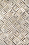 Premium Diamond Patterned Leather Area Rug - 3X5 ft - Grey - Luxury Non Slip Floor Accent for Dining Room, Living Room, Entryway, Elegant Collection Indoor Carpet