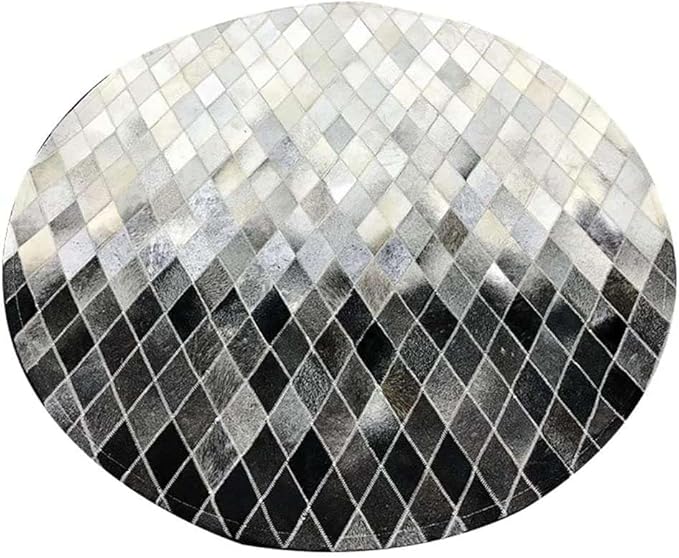 Round Area Rug – Modern Geometric Diamond Pattern Carpet for Living Room, Bedroom, Nursery, Office & Home Décor – Soft Anti-Slip Indoor Floor Mat - (Grey, 10×10ft)