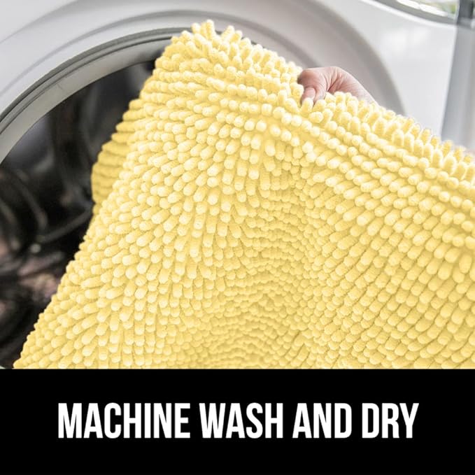 GORILLA GRIP Bath Rug Mat 60x24, Thick Soft Absorbent Chenille, Quick Dry Microfiber Mats, Rubber Backing Washable Shower Floor Rugs, Bathmat Runner, US Designed Bathroom Home Decor Accessories Yellow