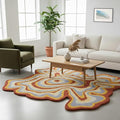 Irregular Shaped Handmade Wool Area Rug | Modern Colourful Stripe Premium Carpet | Perfect for Living Room, Bedroom, Dining Room & Home Decor (Desert, 8x8 ft)