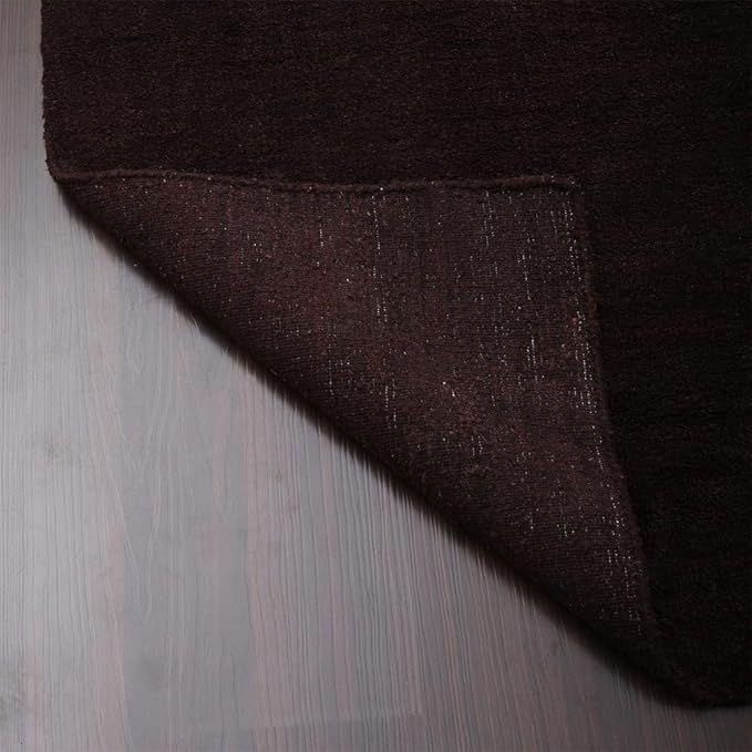 Rugsotic Carpets Hand Knotted Gabbeh Wool 3'x5' Area Rug Solid Brown L00111