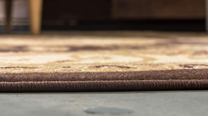 Unique Loom Versailles Collection Traditional Classic Floral Motif Area Rug (8' 0 x 8' 0 Round, Brown/ Ivory)