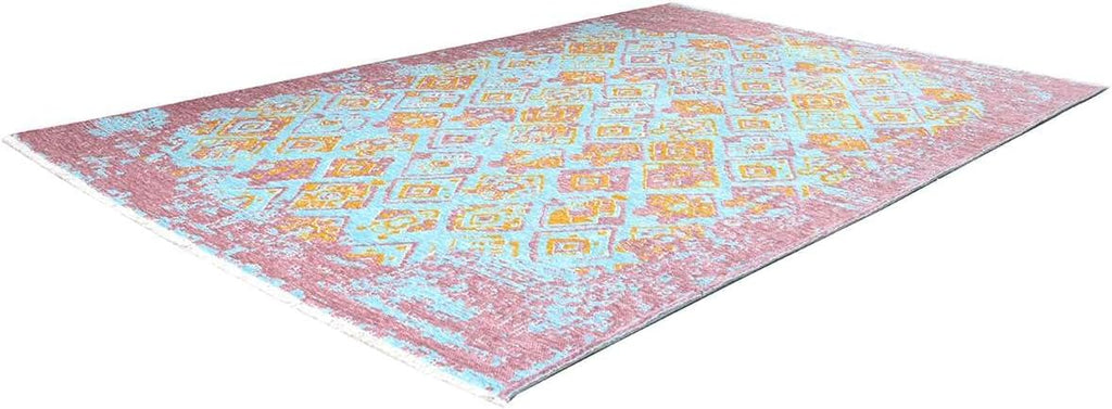 Alfa Rich 5x8 Pink Orange Teal Reversible Washable Area Rugs for Living Room Bedroom Kitchen Rug