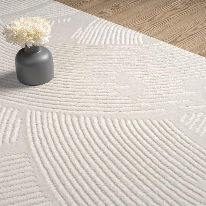 Abani Zen 6' x 9' Cream Rug – Neutral Brush Stroke Sandbrush Design, Large Soft Area Rug for Living Room & Bedroom, Durable & Easy to Clean