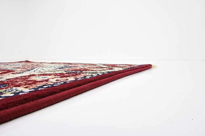 Unique Loom Narenj Collection Classic Traditional Medallion Textured Design Area Rug, 3 x 13 ft, Burgundy/Tan