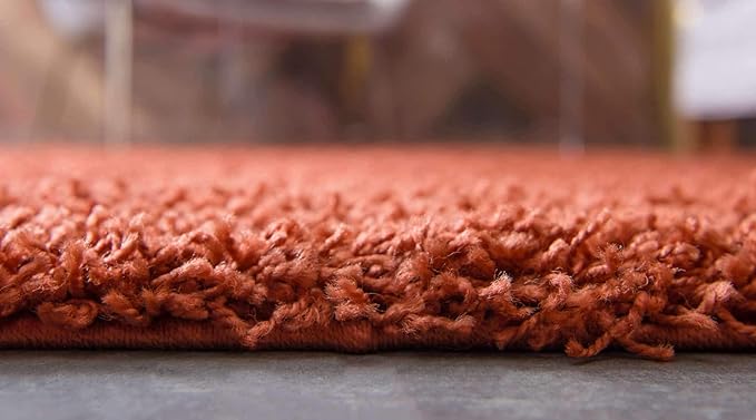 Unique Loom Solid Shag Collection Area Rug (9' x 12' 2" Rectangle, Terracotta)
