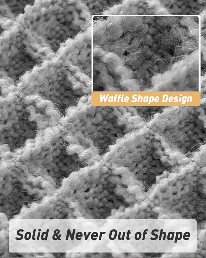 AMOAMI Upgraded Waffle Bath Mat, Super Absorbent Non Slip Bath Mats for Bathroom Floor, Machine Washable Bathroom Rugs with Tassels, Rubber Backed Bathroom Mats, Ultra Soft, 18" x 30", Grey