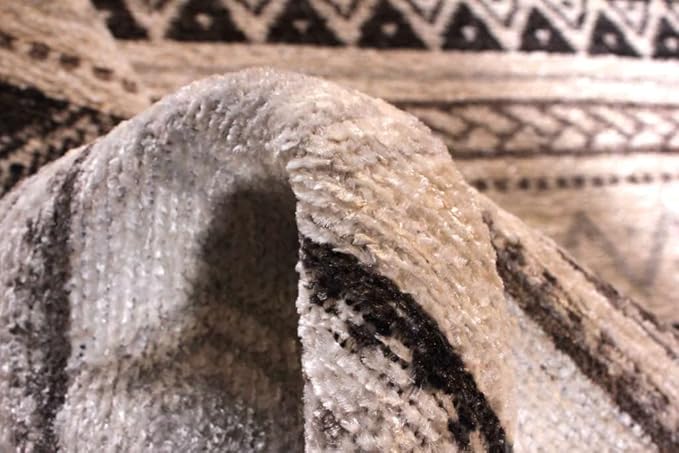Alfa Rich 5x8 White Black Gray Washable Area Rugs for Living Room Bedroom Kitchen Cotton Decor Rug