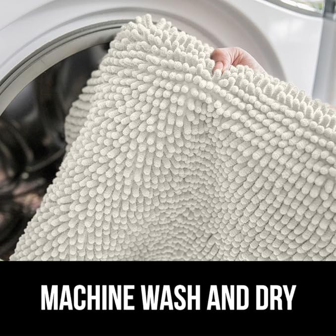 GORILLA GRIP Bath Rug Mat 30x20, Thick Soft Absorbent Chenille, Quick Dry Microfiber Mats, Rubber Backing Washable Shower Floor Rugs, US Designed Bathroom Bathmat Home Decor Accessories, Ivory Cream