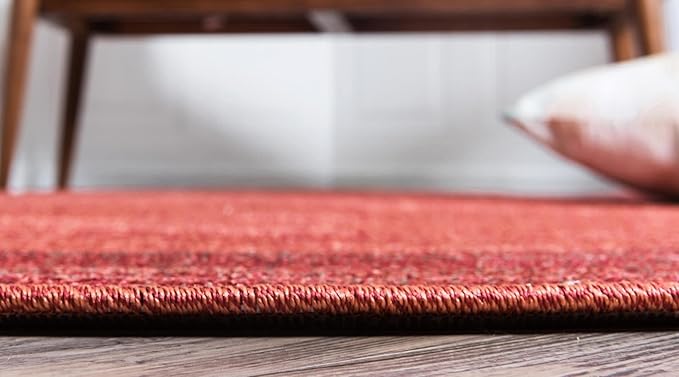 Rugs.com Angelica Collection Rug – 8 Ft Round Terracotta Medium Rug Perfect for Kitchens, Dining Rooms
