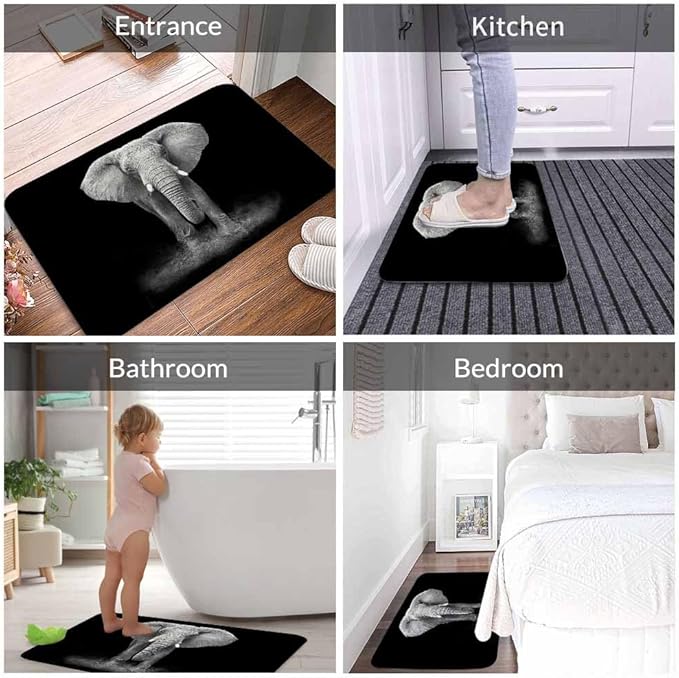 Elephant Bath Rugs Microfiber Bathroom Mat Soft Plush Shaggy Shower Mat for Bathroom Fluffy Comfortable Water Absorbent Carpet Non-Slip Machine Washable 20"X30"