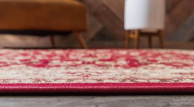 Unique Loom Sialk Hill Collection Area Rug - Washington (9' 10" x 13' 1" Rectangle Burgundy/Cream)