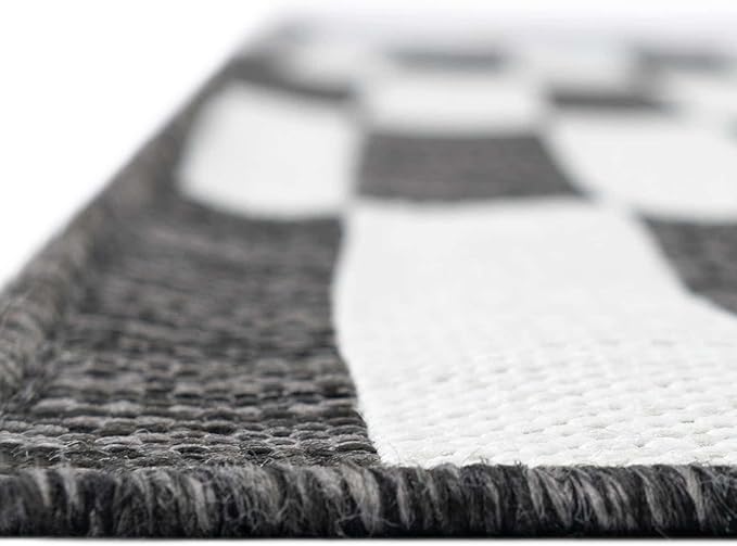Unique Loom Outdoor Striped Collection Area Rug - Striped (2' x 8' Runner Charcoal/Ivory)