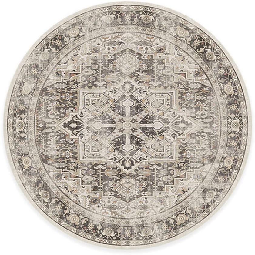 RUGGABLE Washable Vintage Area Rug – Kamran Hazel 6 ft Round, Stain-Resistant, Non-Slip – Medium Machine Washable Rugs for Living Room, Bedroom, Hallway, Entryway & Office–with Cushioned Pad