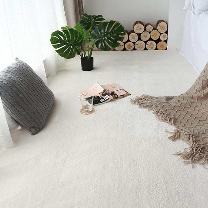 Soft Cashmere Area Rug Luxury Bedside Carpet Bedroom Living Room Mats Solid Color Children's Room Rugs Runner Carpets Indoor Mats Home Décor White Gray Red 4.5' X 6.5