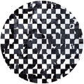 Sn Alef Home Black & White Round Rug | Checkered Floral Designer Carpet for Living Room | Handcrafted Circular Floor Mat for Home Decor & Meditation Space(7x7)