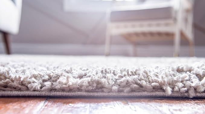 Unique Loom Davos Shag Collection Area Rug - Solid (2' 7" x 16' 5" Runner, Linen)