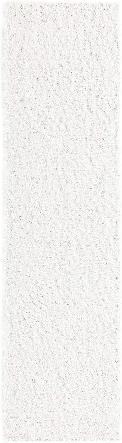 Unique Loom Davos Shag Collection Area Rug - Solid (2' 2" x 8' Runner, White/ Ivory)