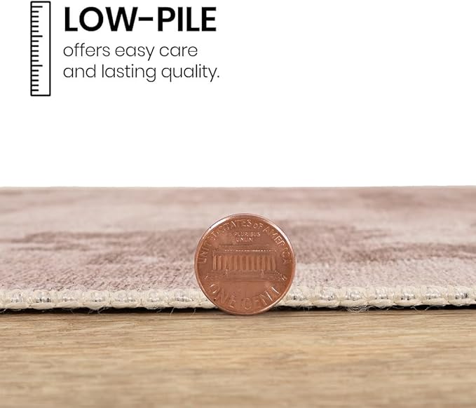 GLN Rugs Contemporary Collection - Machine Washable Area Rug, Contemporary Washable, Non Slip, Low Pile Chenille Rug, Living Room, Bedroom, Kitchen Rug (5' x 7' Abstract Tan)
