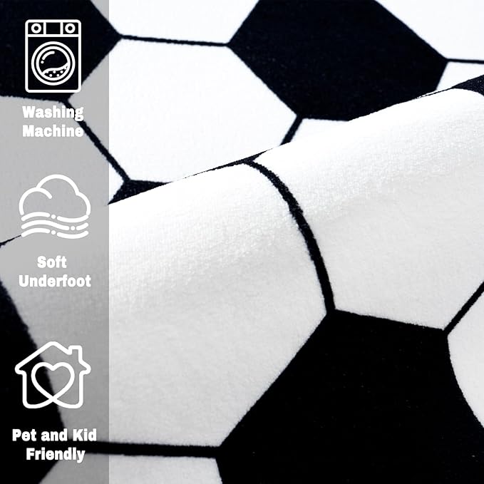 Soft Round Rugs for Bedroom, Soccer Rug for Boys Girls, Bedside Area Carpet for Kids, Soccers Lovers Home Decor Indoor Circle Carpets for Living Room, Nursery, Dorms Machine Washable,40 Inch