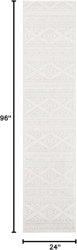 SAFAVIEH Tulum Collection Runner Rug - 2' x 8', Ivory & Light Grey, Moroccan Boho Tribal Design, Non-Shedding & Easy to Clean, Ideal for Living Room, Hallway, Foyer, Entryway, Bedroom (TUL272G)