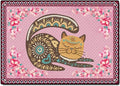 Cartoon Animal Pattern Area Rug Cute Cat Luxury Floral Decor for Carpet Farmhouse Bedroom Living Room Rugs Bathroom Kitchen Runner Mat Indoor Outdoor Non Slip Doormat 2' X 7'