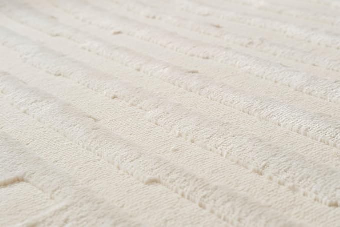 Revival Rugs Soloba 3'11"x6'1" Machine Washable Area Rug for Kitchen Bedroom - 100% Recycled Oeko-TEX Certified, Medium Pile, Beige, Cream