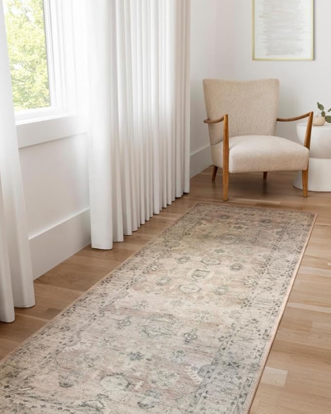 Loloi Hathaway Collection HTH-03 Java/Multi 2'-6" x 7'-6", .25" Thick Runner Rug, Soft, Durable, Printed, Modern, Low Pile, Non-Shedding, Easy Clean, Living Room Rug
