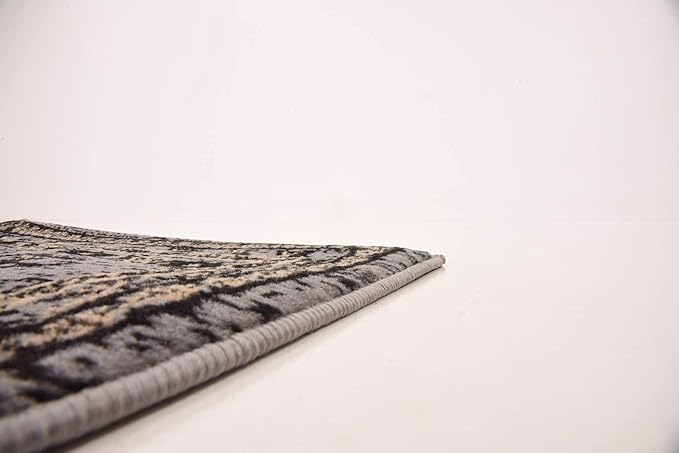 Unique Loom Taftan Collection Border Geometric Tribal Inspired Design Area Rug (2' 2 x 8' 2 Runner, Gray/ Black)
