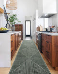 GLN Rugs Contemporary Collection - Machine Washable Area Rug, Contemporary Washable, Non Slip, Low Pile Chenille Rug, Living Room, Bedroom, Kitchen Rug (2'6" x 10' Beige Green)