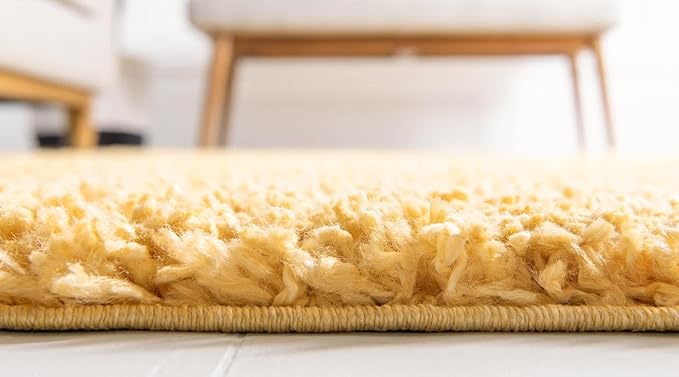Unique Loom Davos Shag Collection Area Rug - Solid (2' 2" x 8' Runner, Sun Yellow)