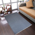 Rugsotic Carpets Hand Woven Flat Weave Kilim Wool ECO-Friendly Area Rugs - 6'x9', Rectangle Shape, Light Charcoal Color, Solid Plain Design, Low Pile Handmade Rugs for Living Room (D00111)