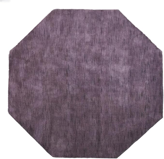 Hand Knotted Loom Wool ECO-Friendly Area Rugs - 8'x8', Octagon, Purple Color, Solid Plain Design, High Pile Thick Handmade Anti Skid Area Rugs for Living Room, Bed Room (L00111)