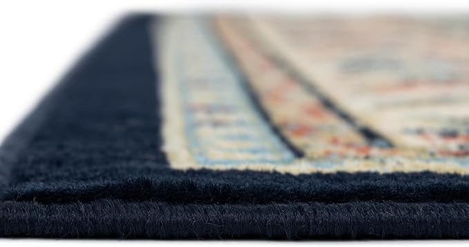 Unique Loom Sialk Hill Collection Area Rug - Washington (9' x 12' 2" Rectangle Navy Blue/Cream)