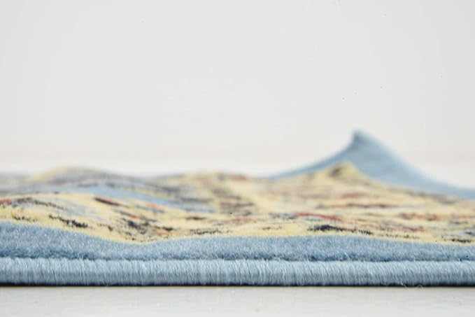 Unique Loom Sialk Hill Collection Area Rug - Washington (2' 7" x 10' Runner Light Blue/Navy Blue)