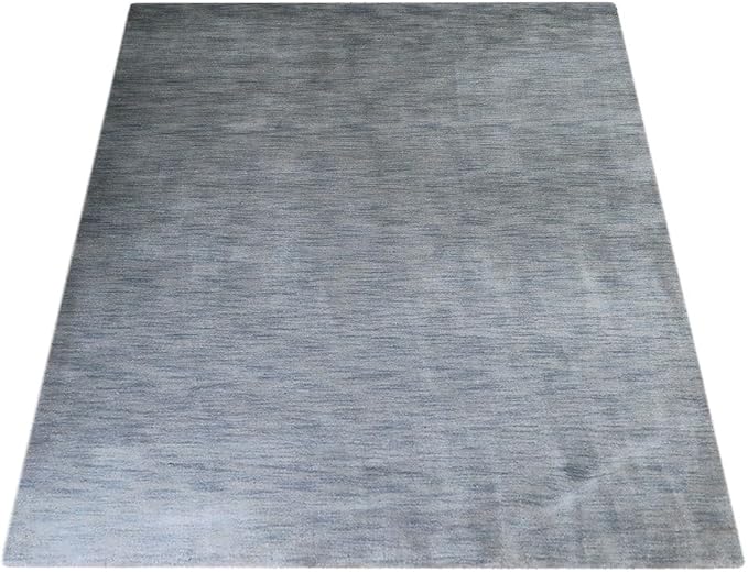 Hand Knotted Loom Wool ECO-Friendly Area Rugs - 8'x10', Rectangle, Light Blue Color, Solid Plain Design, High Pile Thick Handmade Anti Skid Rugs for Living Room (L00111)