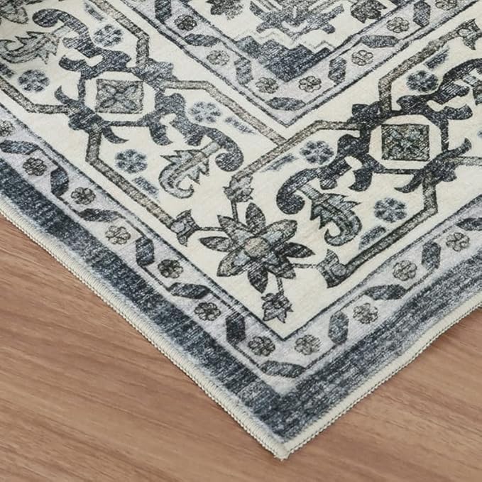 Dripex Vintage Collection Washable Area Rug - 2x3 Door Mat Small Entryway Rug Distressed Non-Slip Low-Pile Floor Carpet for Indoor Front Entrance Kitchen Bathroom Living Room Bedroom