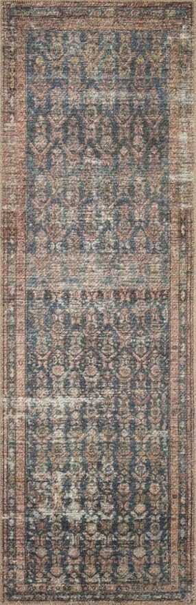 Loloi Amber Lewis Billie Collection, Ocean & Brick 8'-6" x 11'-6" Area Rug – Antique & Distressed Accent Rugs for Living Room, Bedroom, Entryway & Hallway, No Shed High Traffic Area Home Decor Rug