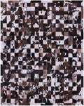 Modern Design Premium Cowhide Leather Carpet with Chevron Pattern, Area Rug (Brown/White-1, 3x12)
