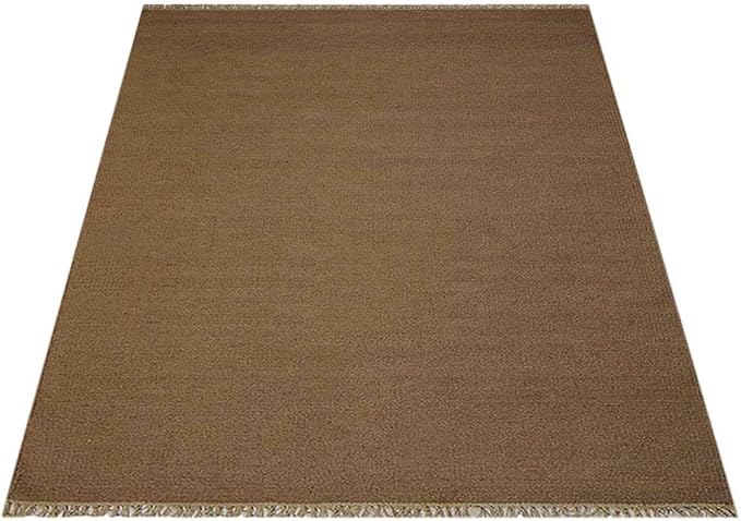 Rugsotic Carpets Hand Woven Flat Weave Kilim Wool 6'x9' Area Rug Solid Cream D00111