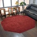 Hand Knotted Loom Wool ECO-Friendly Area Rugs - 10'x10', Octagon, Red Color, Solid Plain Design, High Pile Thick Handmade Anti Skid Area Rugs for Living Room, Bed Room (L00111)