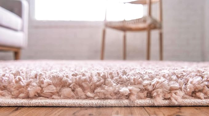 Unique Loom Davos Shag Collection Area Rug - Solid (2' 2" x 6' 7" Runner, Dusty Rose)