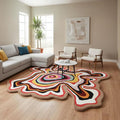 Irregular Shaped Handmade Wool Rug | Modern Colourful Stripe Premium Area Rug Perfect for Home Decor (Multi, 6x6 ft)