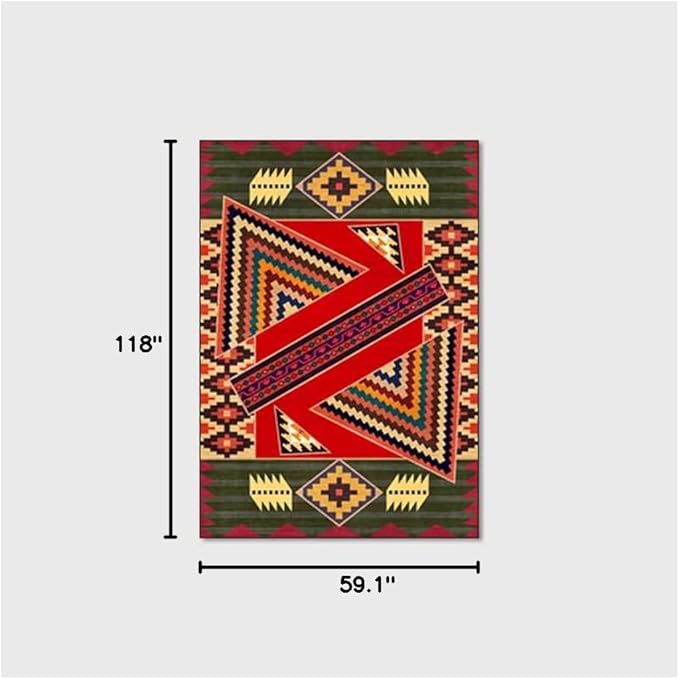 Vintage Boho Area Rugs Multicolor Ethnic Style Geometric Splicing Carpets Bedroom Living Room Kitchen Floor Mats Indoor Outdoor Non-Shedding Runner Rug Home Décor Carpet 5' X 10'