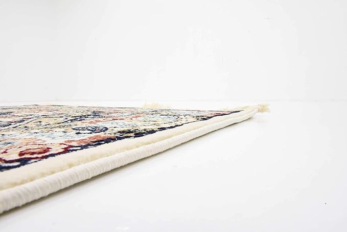 Unique Loom Narenj Collection Classic Traditional Medallion Textured Design Area Rug, 3 x 13 ft, Ivory/Tan