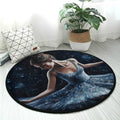 Washable Small Round Area Rug with Non-Slip Backing and Ballerina Painting Perfect for Indoor or Outdoor Use in Living Room, Bedroom, or Office