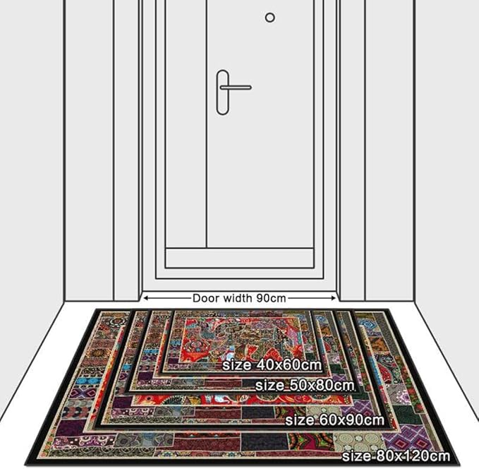 Vintage Boho Area Rugs Multicolor Ethnic Style Geometric Splicing Carpets Bedroom Living Room Kitchen Floor Mats Indoor Outdoor Non-Shedding Runner Rug Home Décor Carpet 5' X 9'